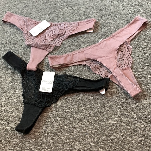 Lot of 3 Lace-Front No-Show Thongs S/M NWT - Picture 3 of 5